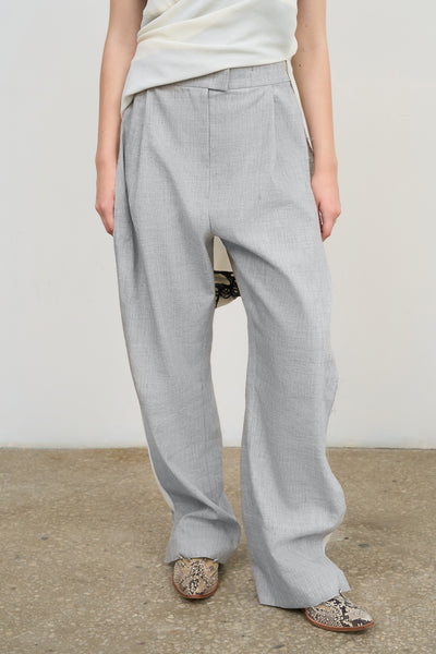PANTS WITH FRAYED-EDGE SIDE STRIPES – Litkovska