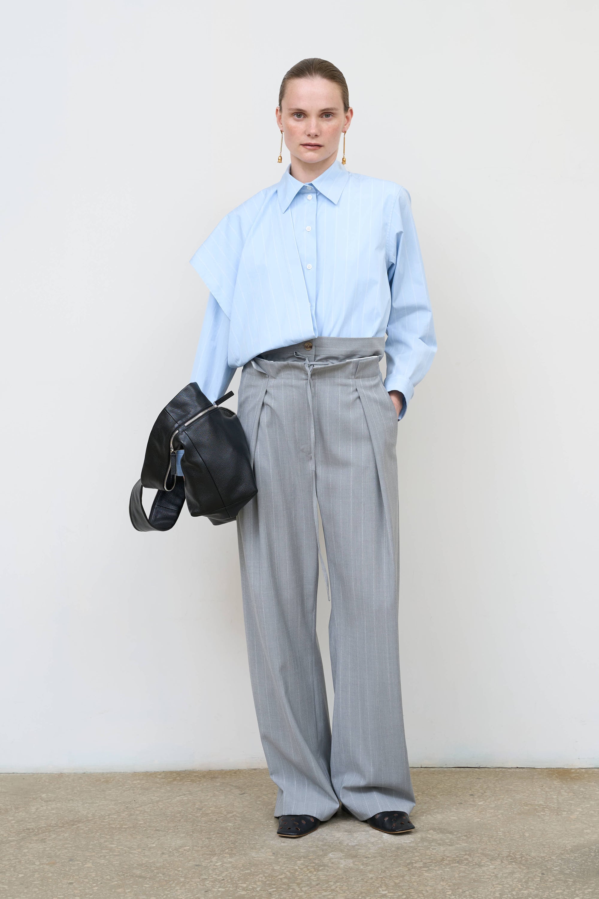 LITKOVSKA Pinstripe Pleated Pants with Drawstring