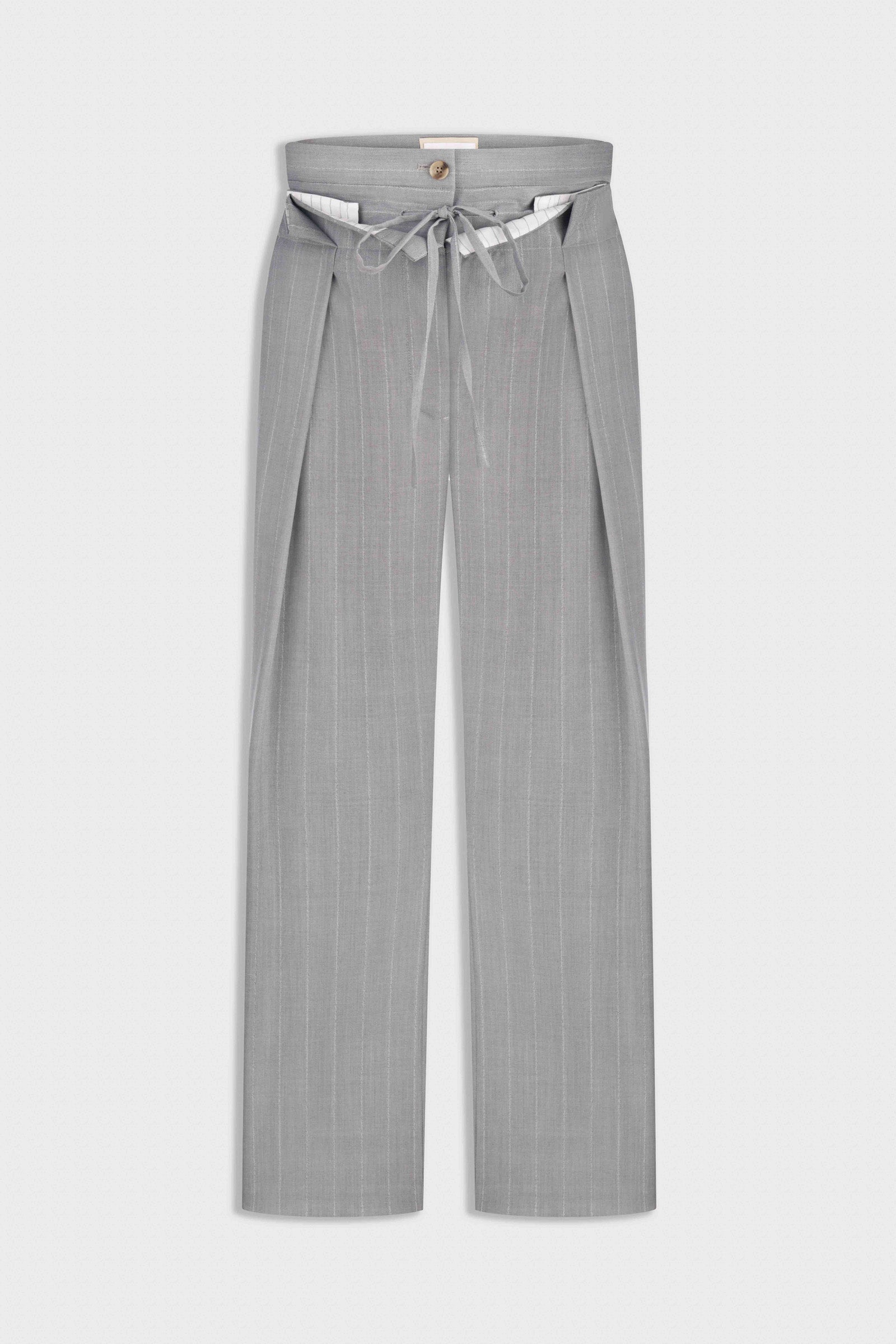 LITKOVSKA Pinstripe Pleated Pants with Drawstring