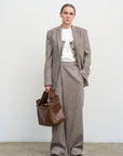 Pinstriped Fitted Jacket With Twisted Back Detail