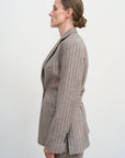 PINSTRIPED FITTED JACKET WITH TWISTED BACK DETAIL