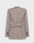 PINSTRIPED FITTED JACKET WITH TWISTED BACK DETAIL