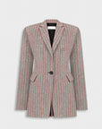 PINSTRIPED FITTED JACKET WITH TWISTED BACK DETAIL