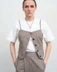 PINSTRIPED WOOL-BLEND VEST