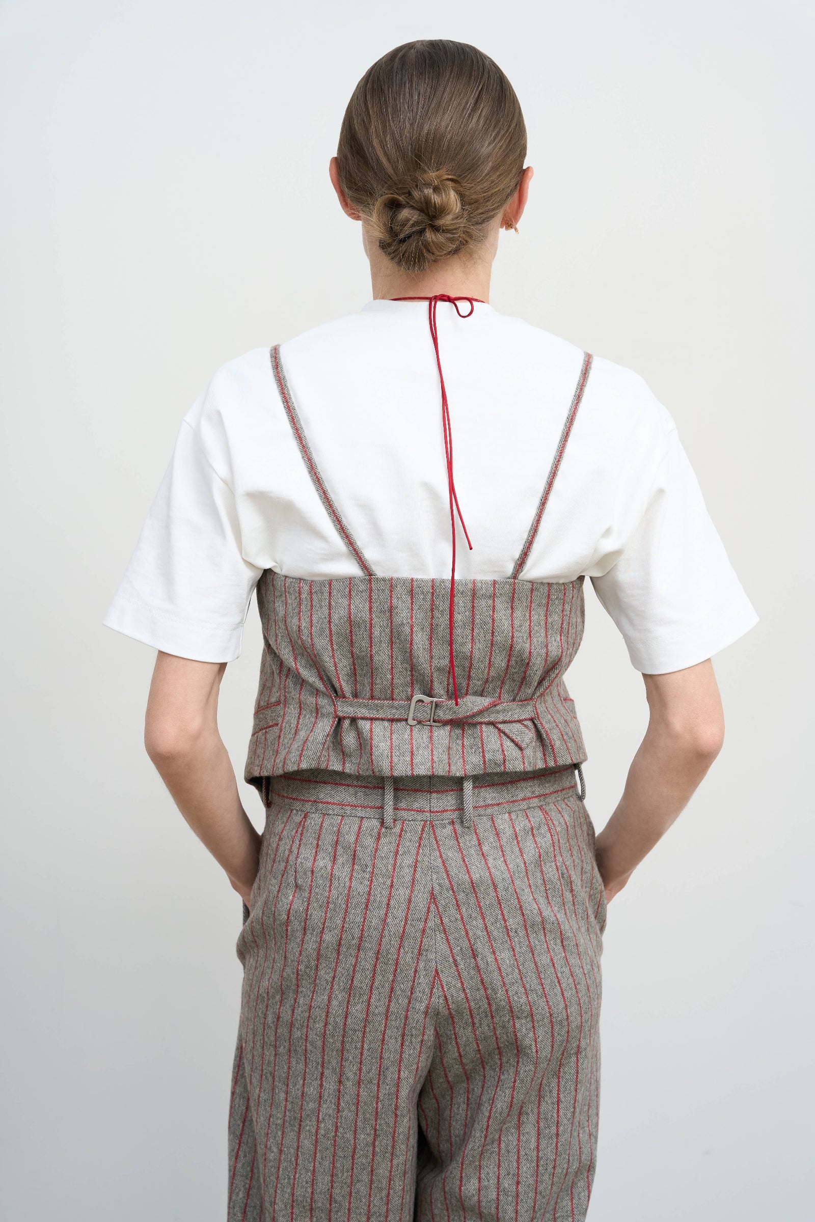 Pinstriped Wool Blend Vest