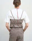 Pinstriped Wool Blend Vest