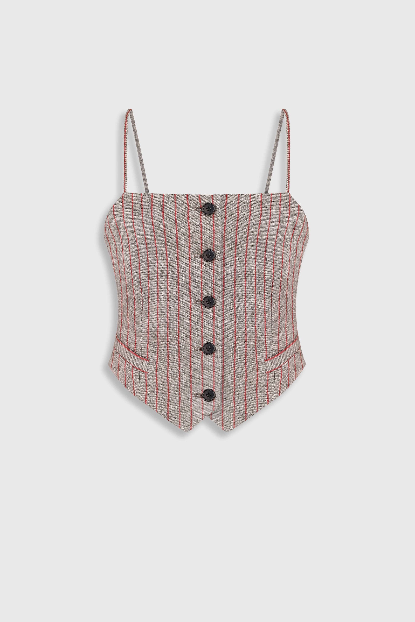 PINSTRIPED WOOL-BLEND VEST
