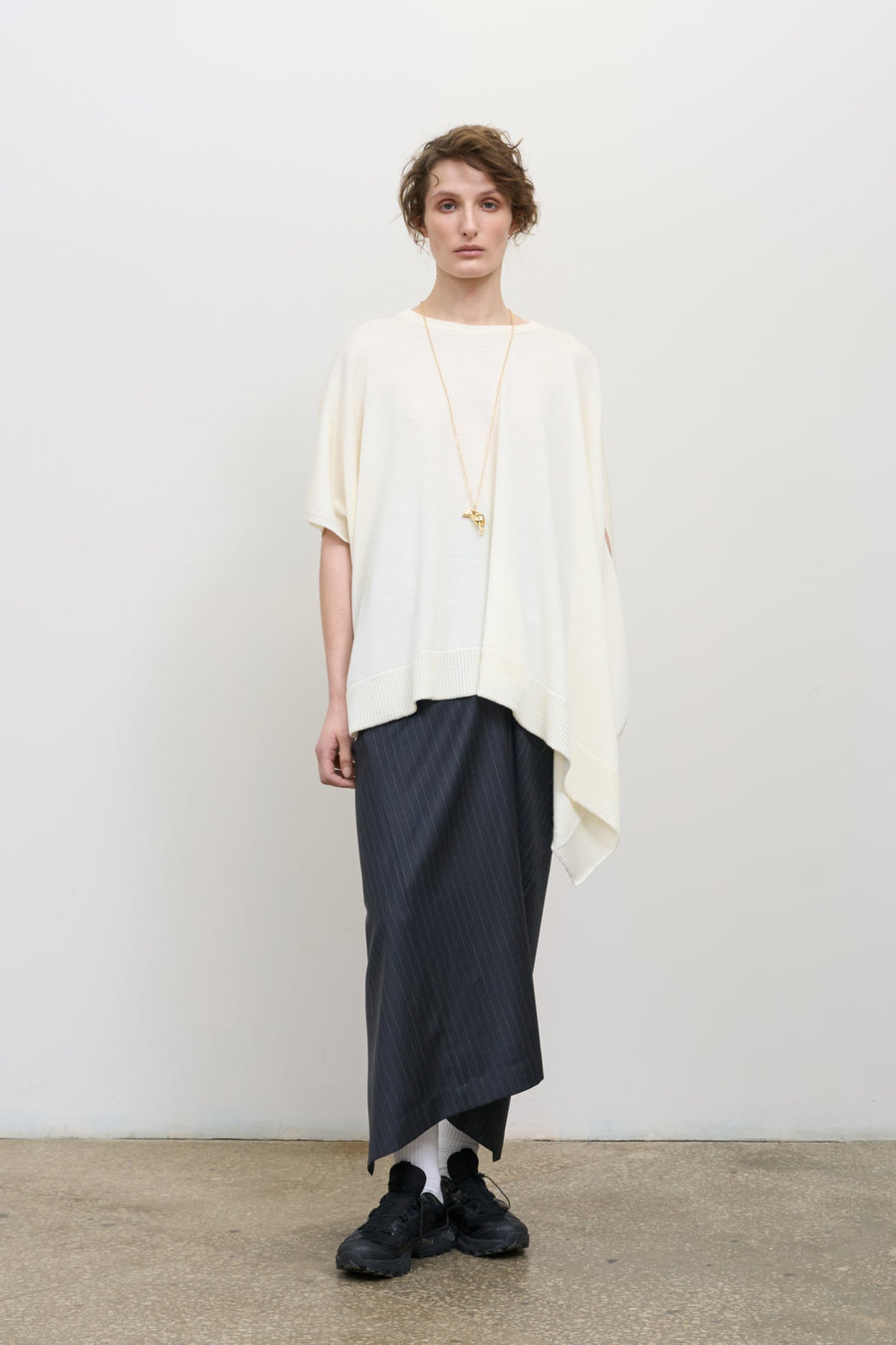 REVERSIBLE ASYMMETRIC KNIT TOP ivory