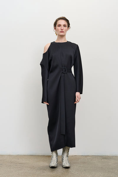 Reversible Asymmetric Maxi Dress – LITKOVSKA Black Silk Dress