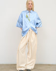 SATIN BLOUSE WITH A TWISTED BACK