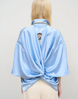 SATIN BLOUSE WITH A TWISTED BACK