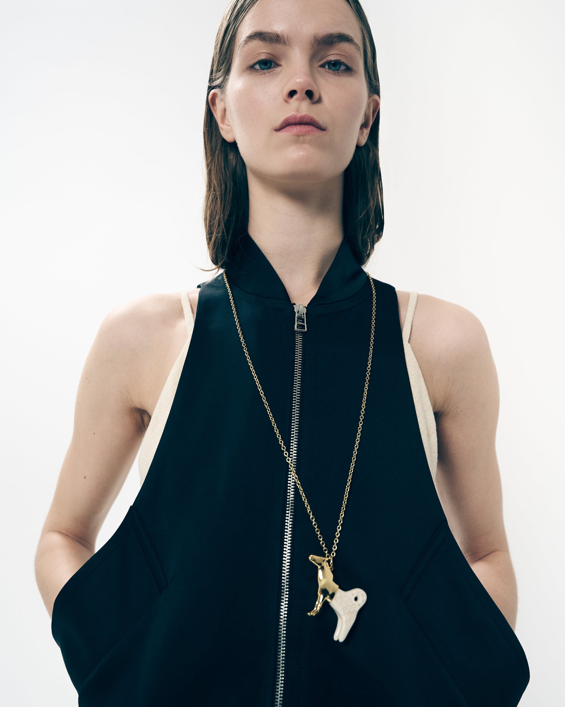 SPIRIT GOLD-PLATED PENDANT WITH CLAY-EMBELLISHED DETAIL
