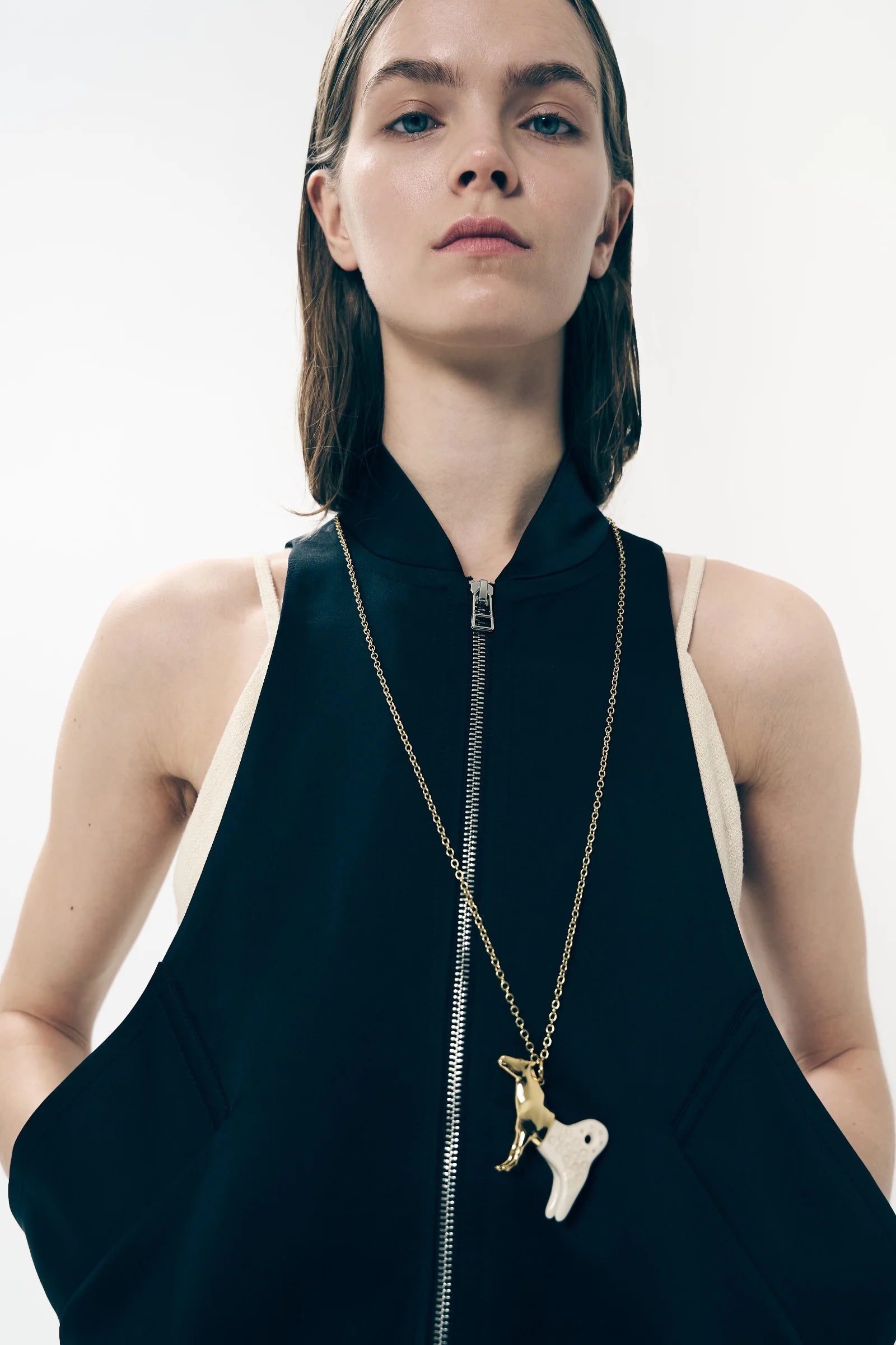 SPIRIT GOLD-PLATED PENDANT WITH CLAY-EMBELLISHED DETAIL