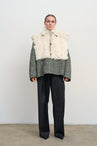 SHEARLING-TRIMMED WOOL BOMBER