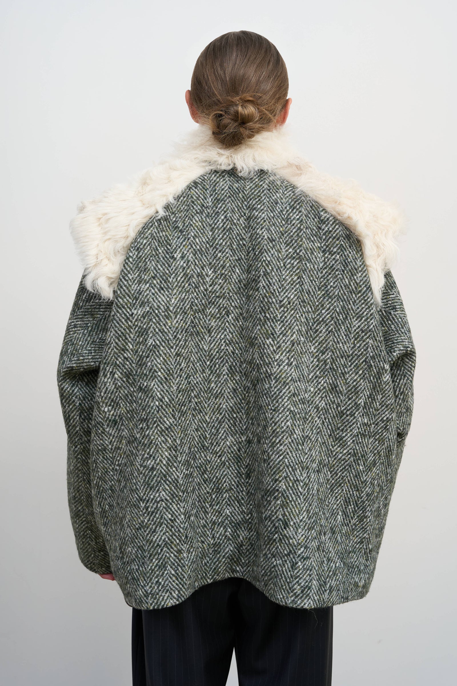 SHEARLING-TRIMMED WOOL BOMBER