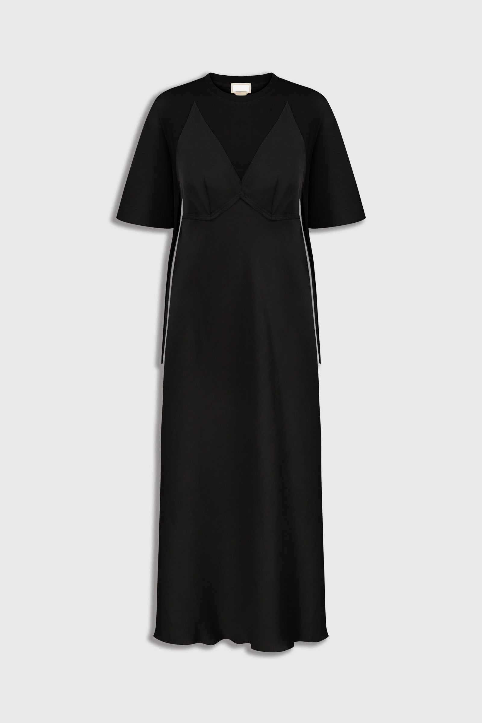 Soft-Structured Tee Dress in Black