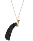Spirit Gold-Plated Pendant with Black Leather-Fringed Tail