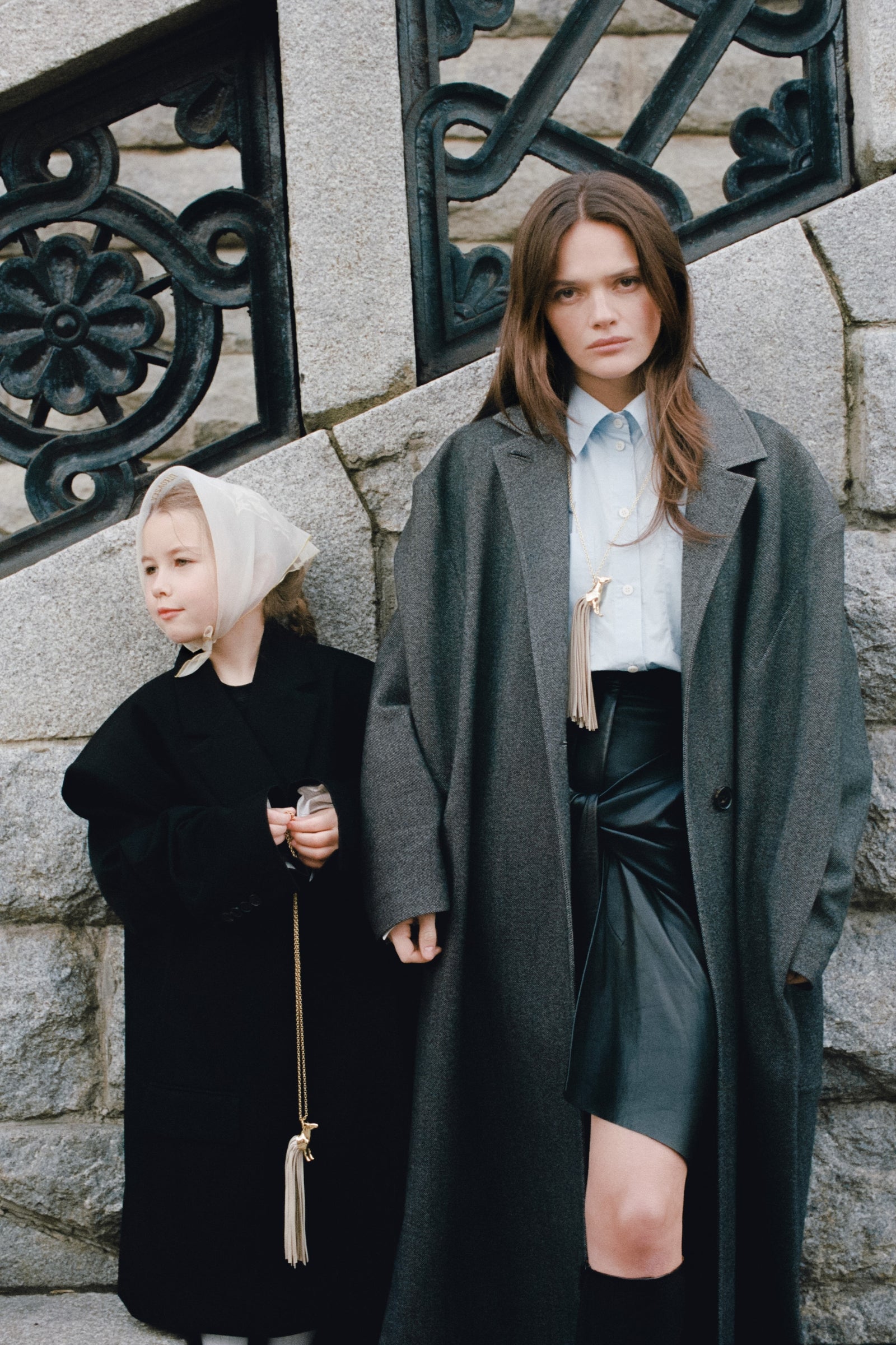 Spirit Gold-Plated Pendant with Ivory Leather-Fringed Tail