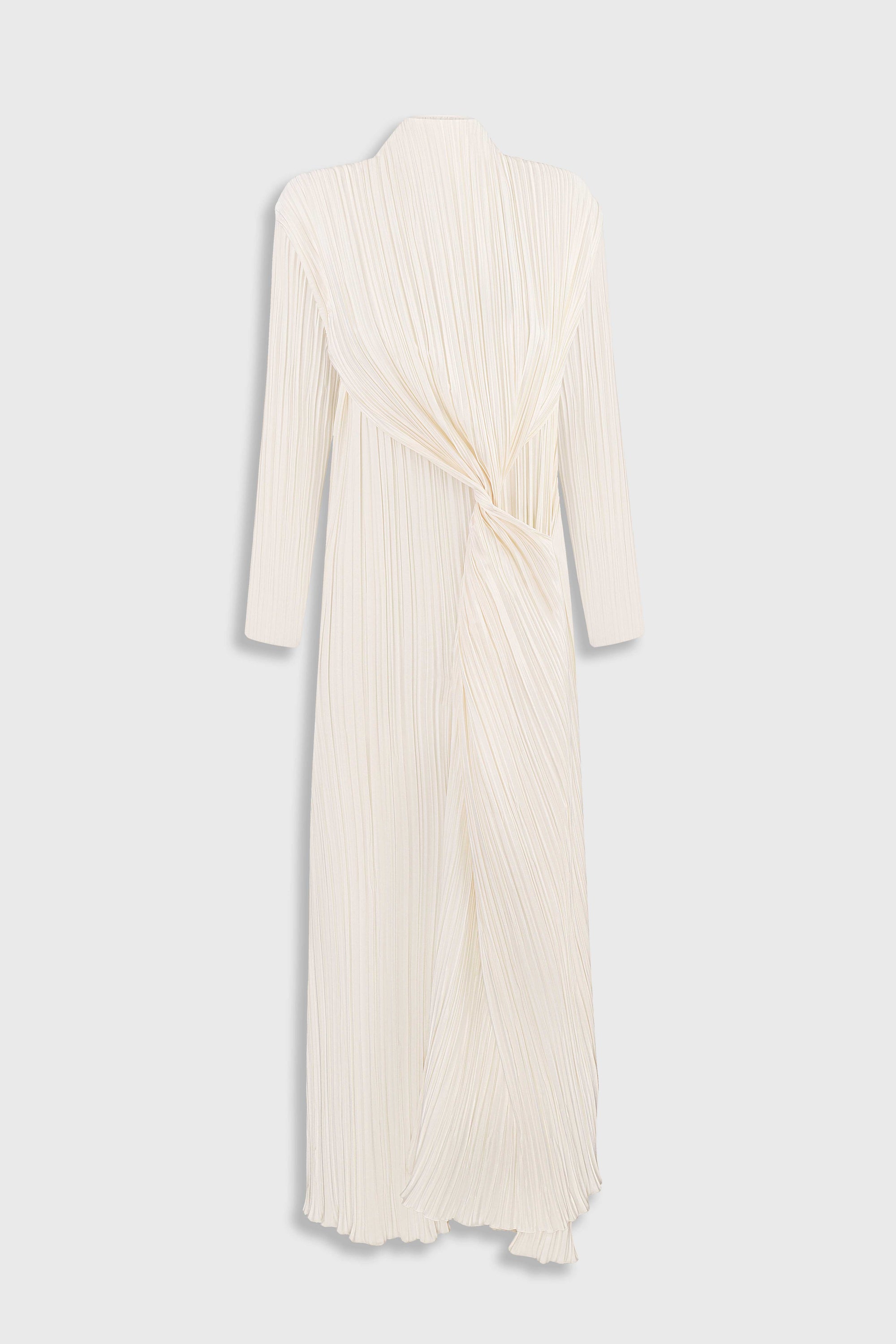Twisted Waist Plisse Dress White