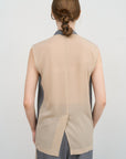 PINSTRIPED VEST WITH CHIFFON BACK