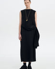 WAIST TWISTED SATIN DRESS BLACK