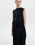 WAIST TWISTED SATIN DRESS BLACK 1