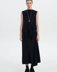 WAIST TWISTED SATIN DRESS BLACK 2