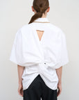 WHITE COTTON SHIRT WITH A TWISTED BACK