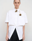 WHITE COTTON SHIRT WITH A TWISTED BACK 1