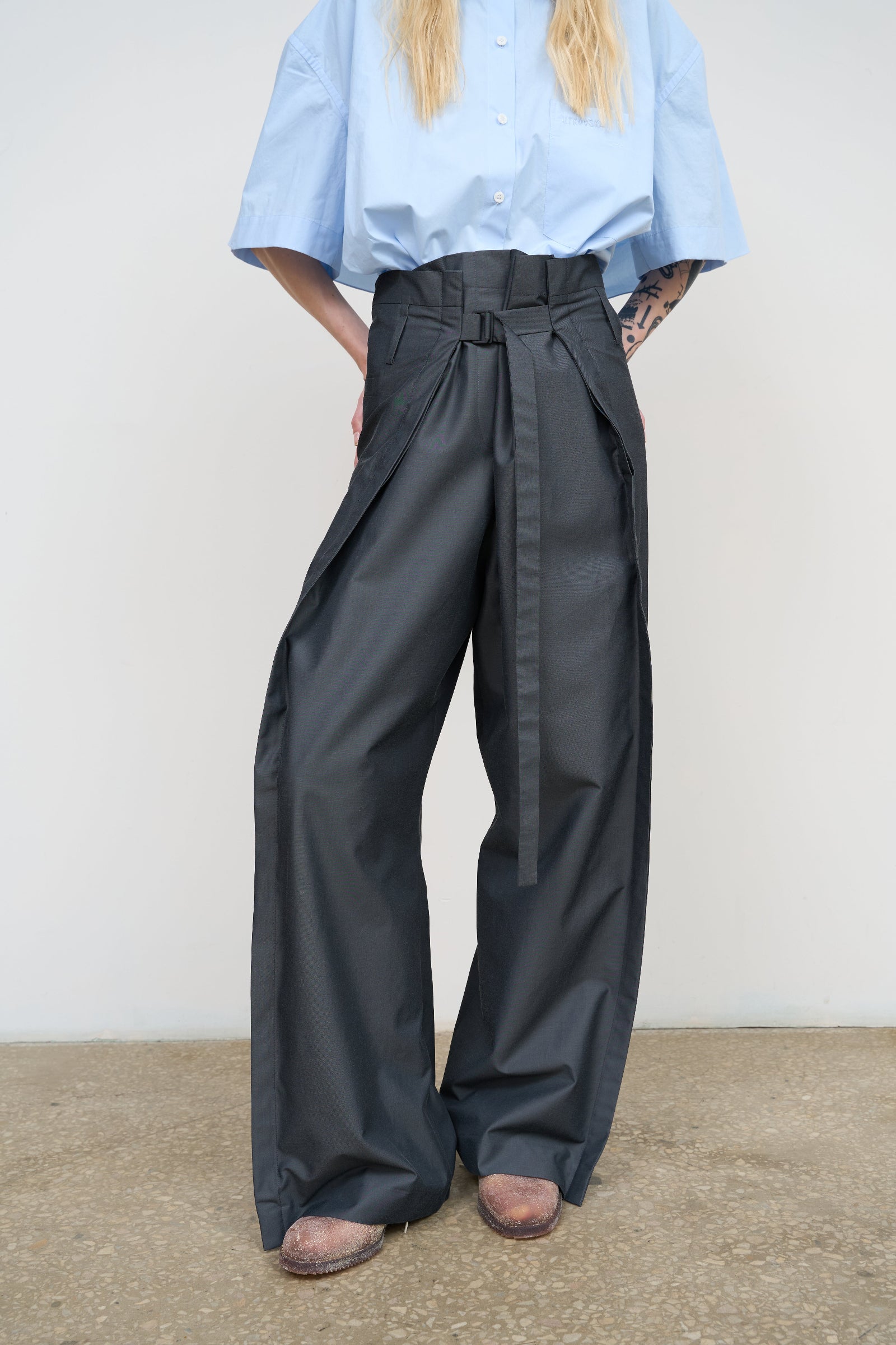 WIDE COTTON PANTS WITH ADJUSTIBLE WAIST