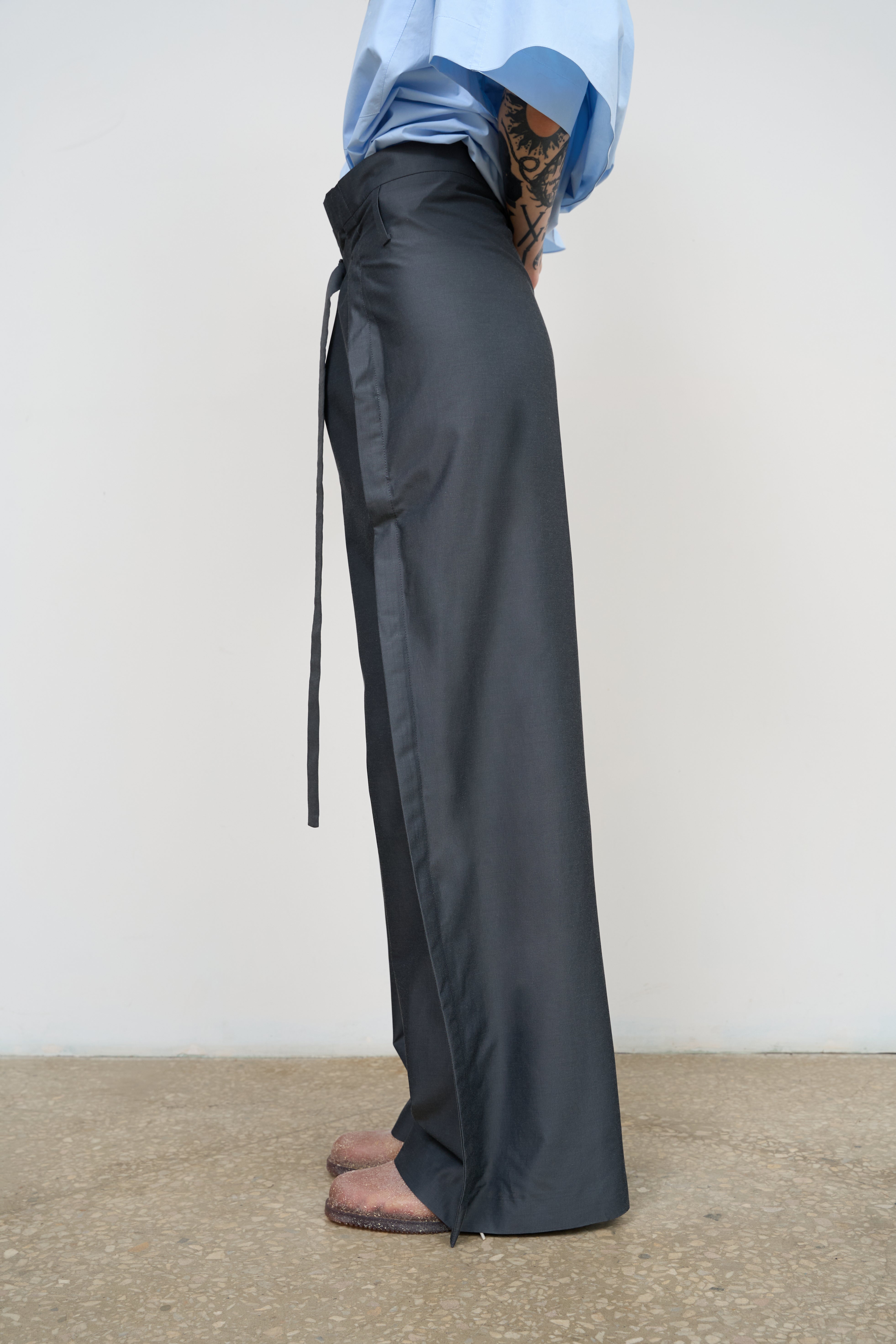 WIDE COTTON PANTS WITH ADJUSTIBLE WAIST