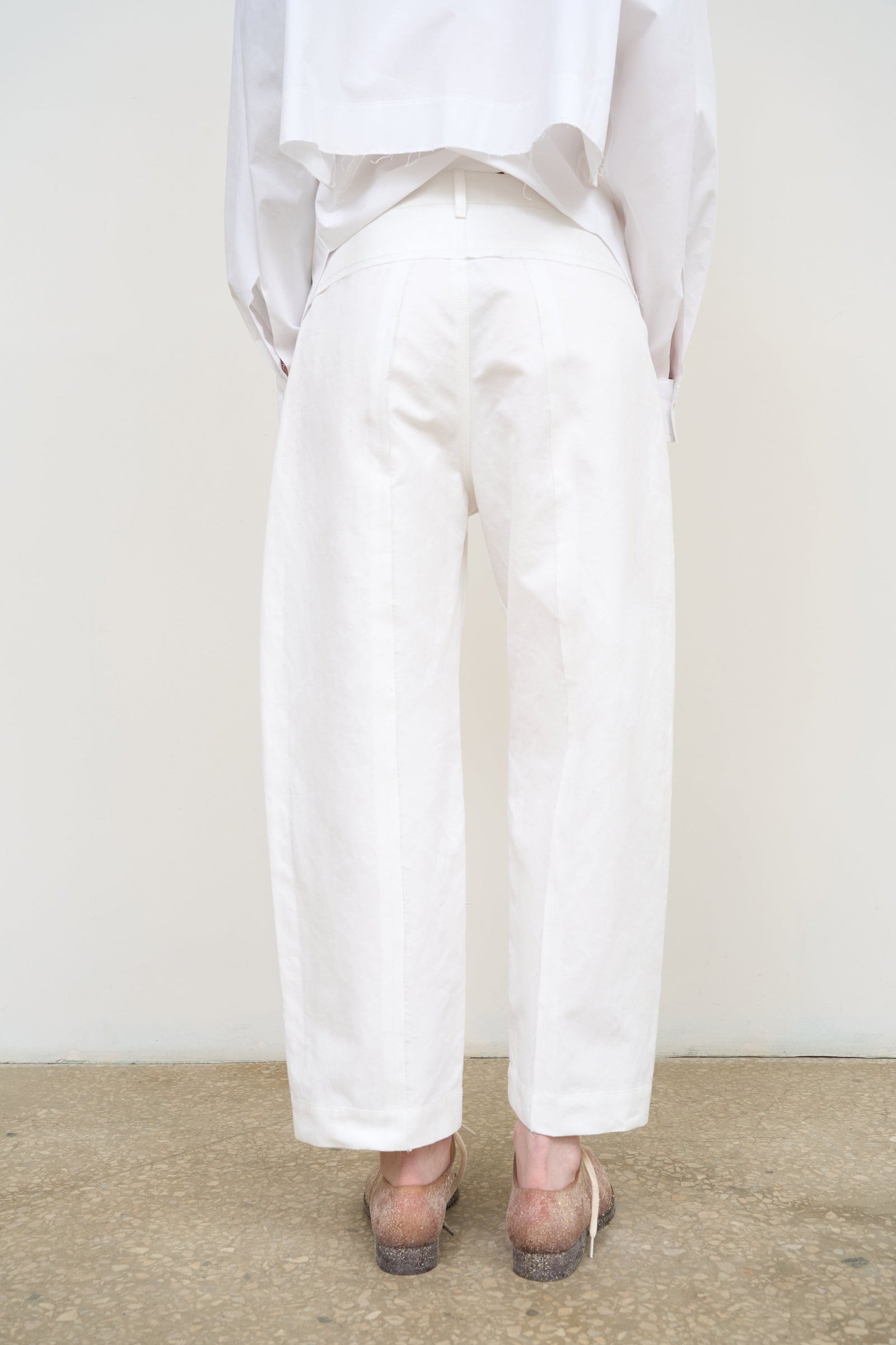 WIDE TAPERED LEG PATCHWORK PANTS