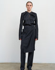 WOOL-BLEND PANTS WITH WRAP SKIRT OVERLAY