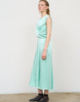 Waist-Twisted Satin Dress in Mint 2