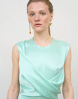 Waist-Twisted Satin Dress in Mint