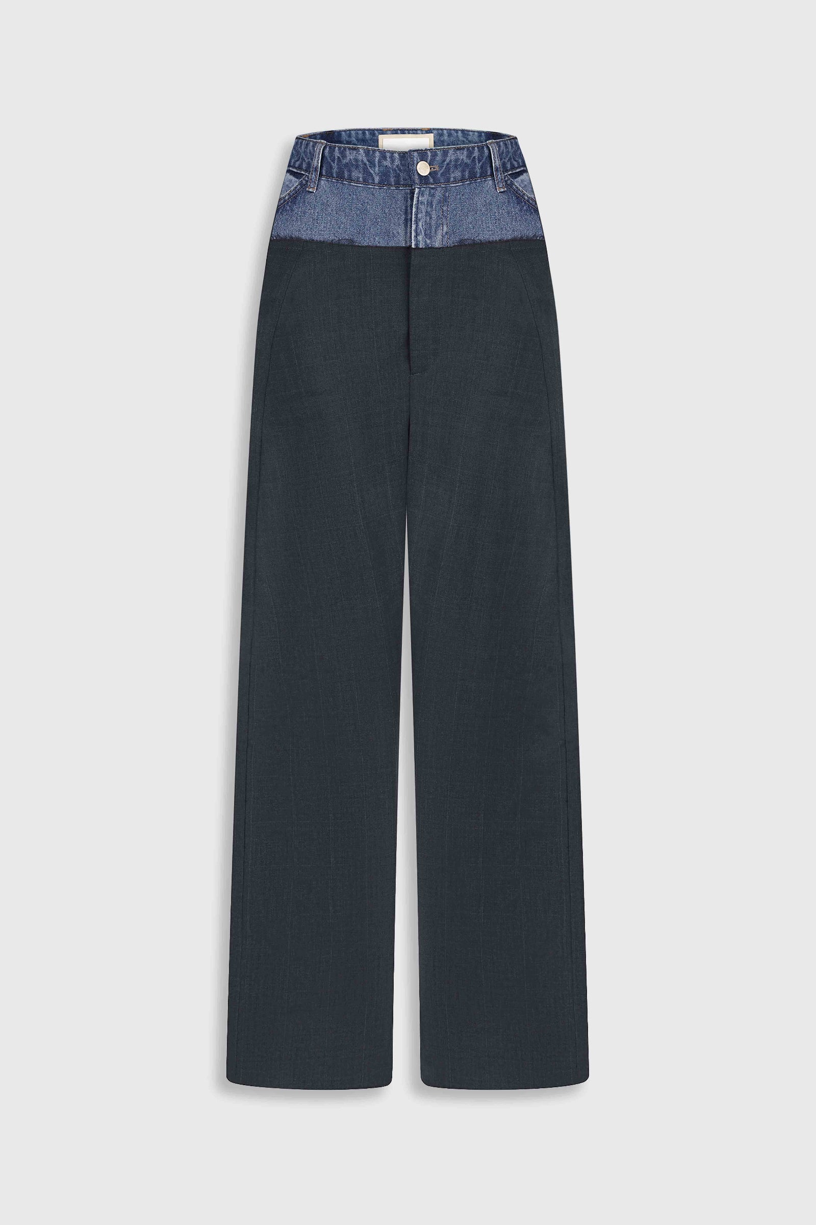 Wide Leg Pants With Denim Panel