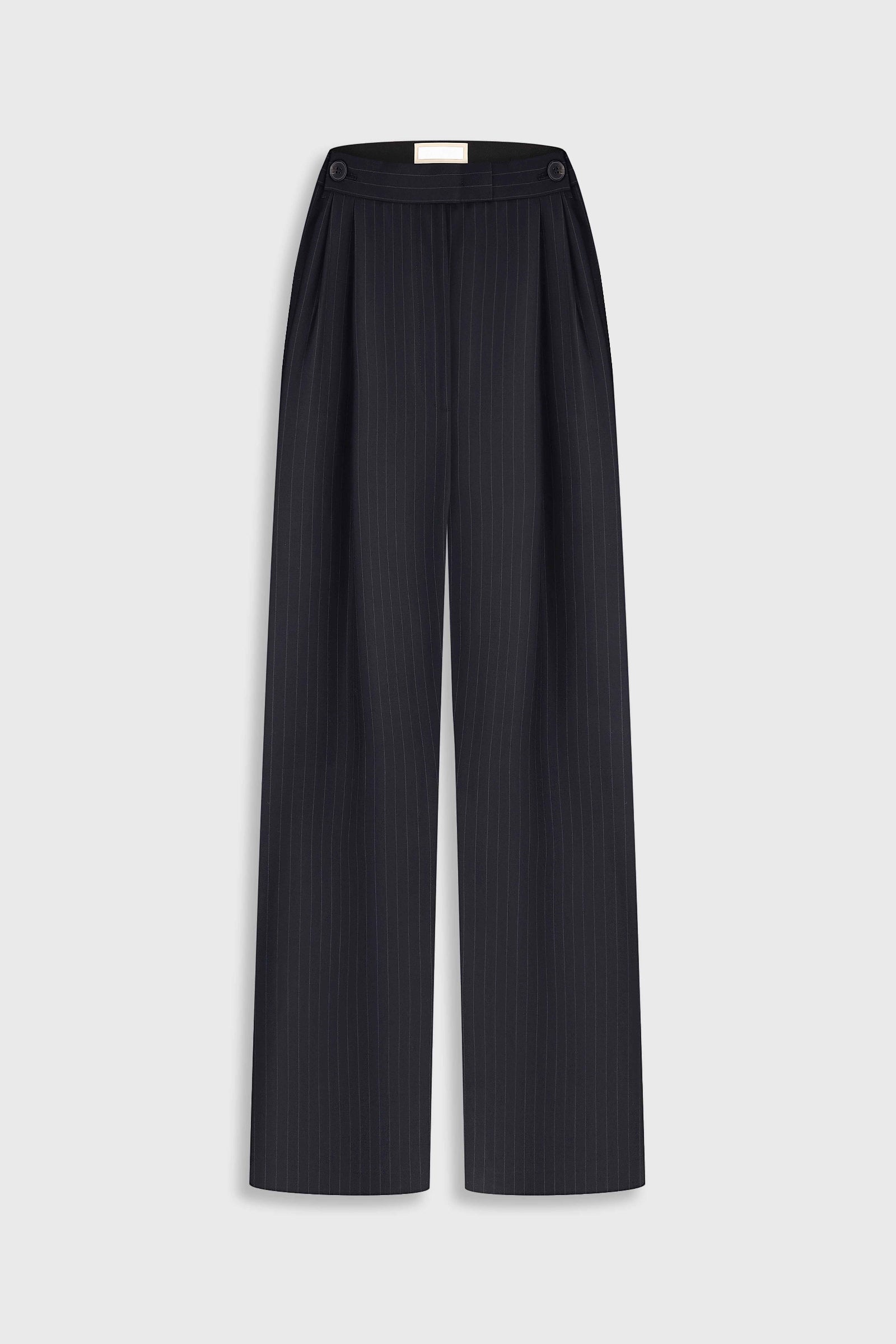 Wide Leg Trousers With Adjustable Waist in Black 
