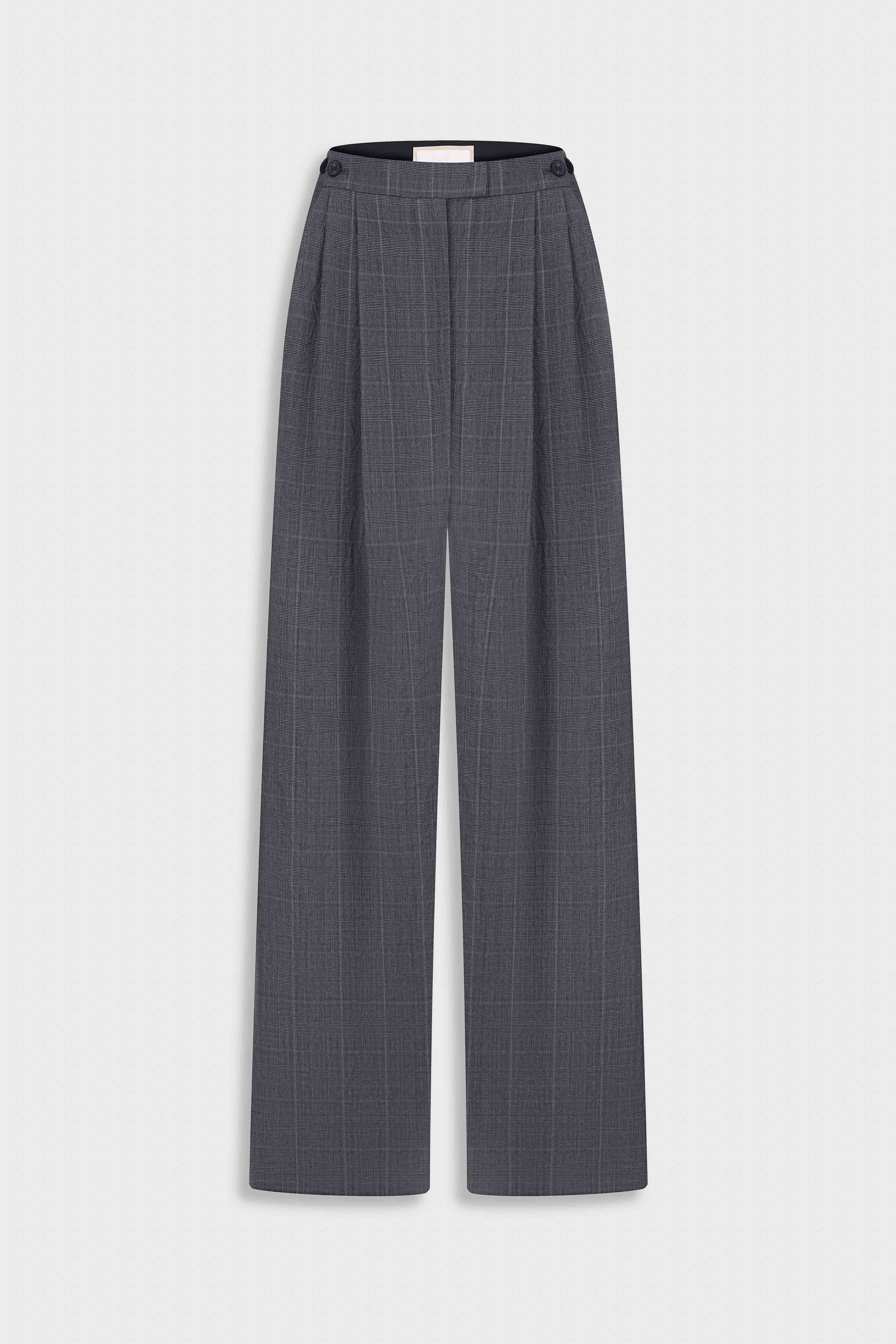 GREY WIDE-LEG TROUSERS WITH ADJUSTABLE WAIST