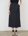 Wool-Blend Midi Skirt in Black