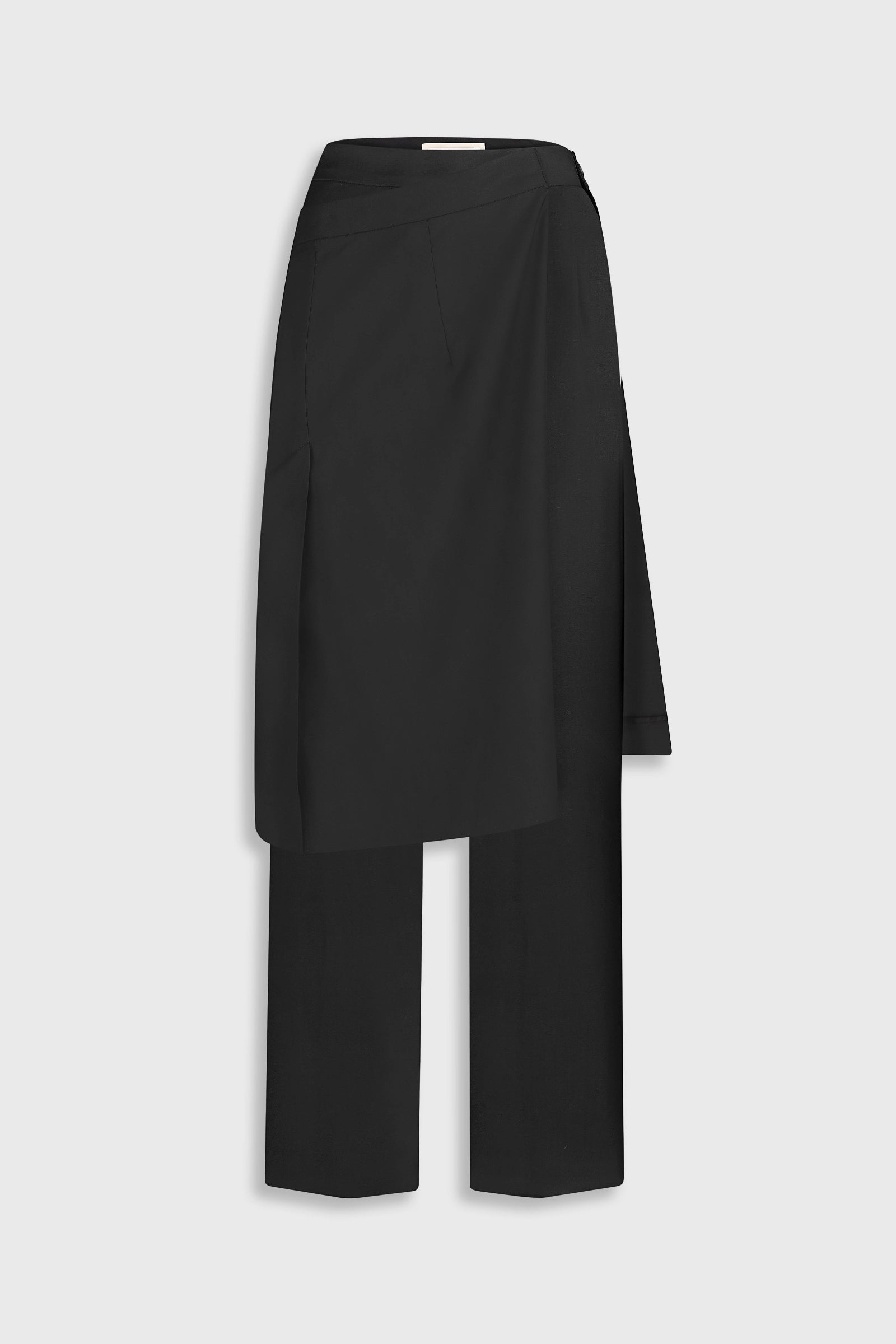 WOOL-BLEND PANTS WITH WRAP SKIRT OVERLAY