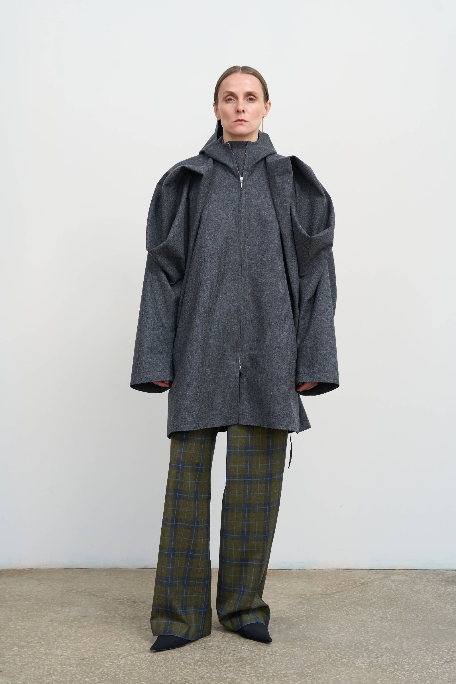 Wool-Blend Parka With Floral Sleeve Accents 1