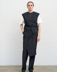 WOOL-BLEND VEST WITH DRAPED SIDES
