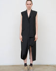 Wool Blend Deconstructed Vest with Scarf Detail in Black 4