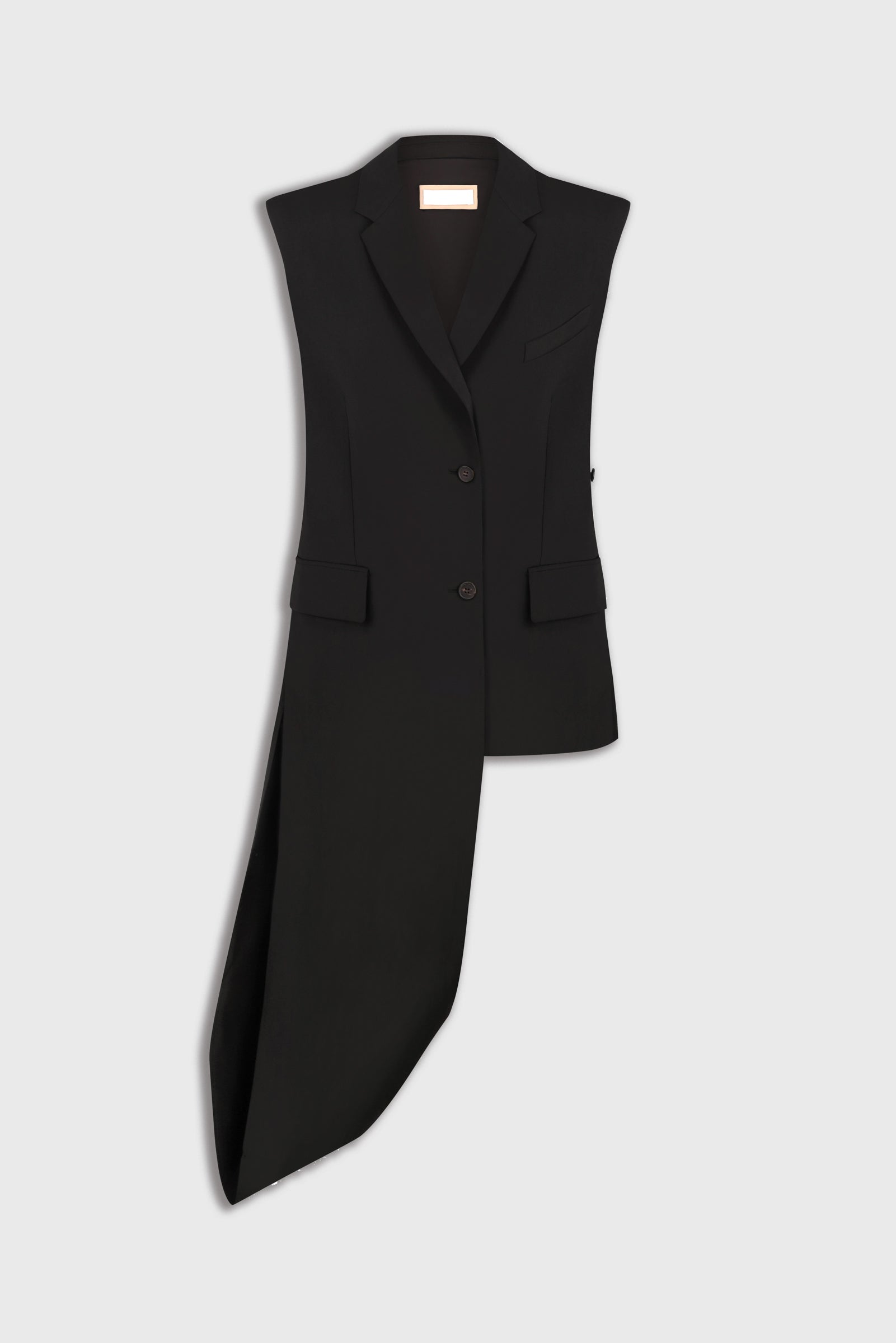Wool Blend Deconstructed Vest with Scarf Detail in Black