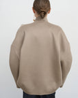 WOOL BOMBER WITH FLORAL SLEEVE ACCENTS