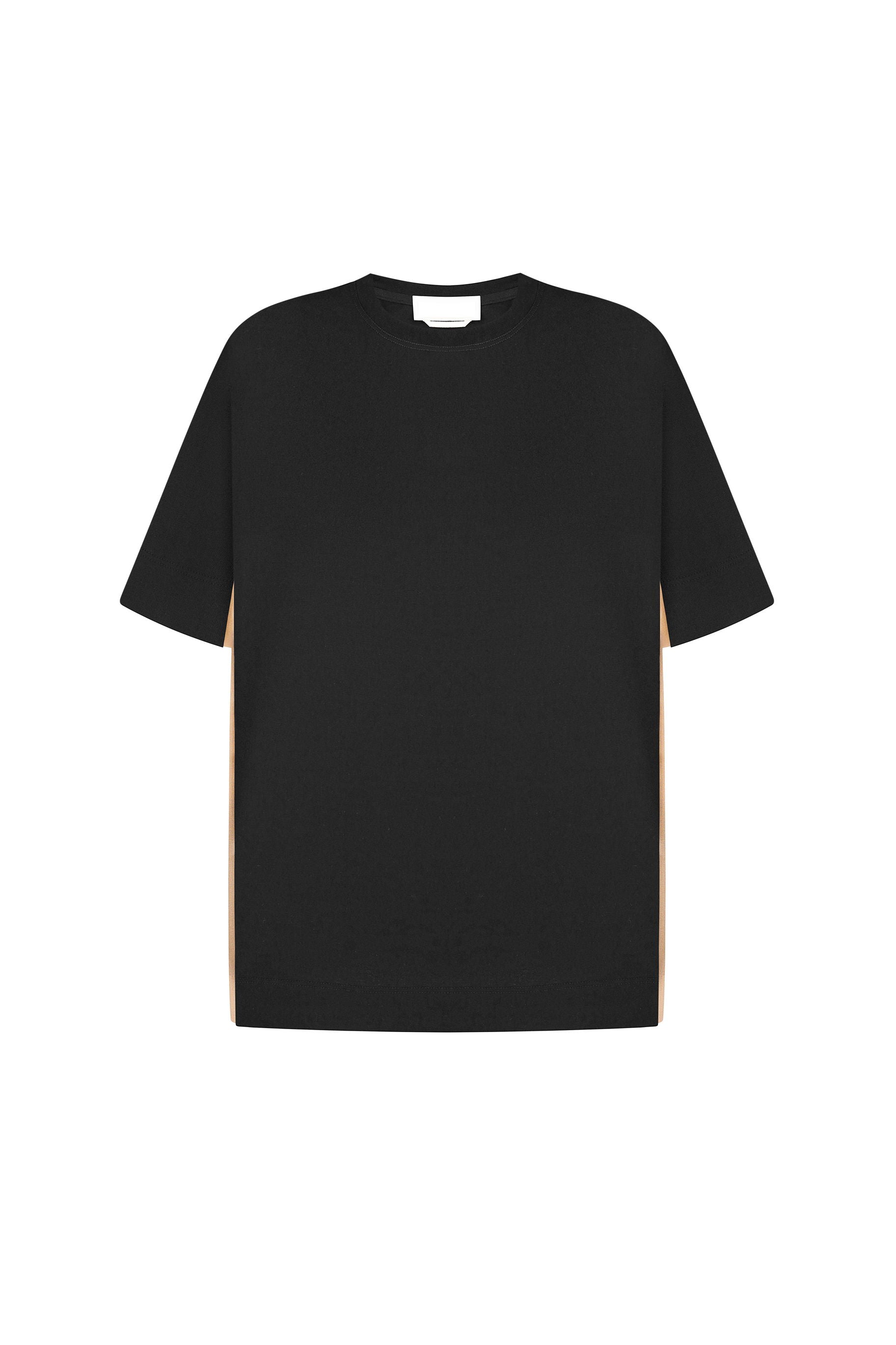 【LITKOVSKA】 WOMEN T-SHIRT COTTON T-SHIRT WITH SIDE CHIFFON STRIPES – Litkovska