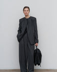 PLEATED WOOL-BLEND WIDE-LEG PANTS