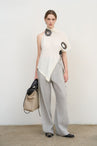 PANTS WITH FRAYED-EDGE SIDE STRIPES