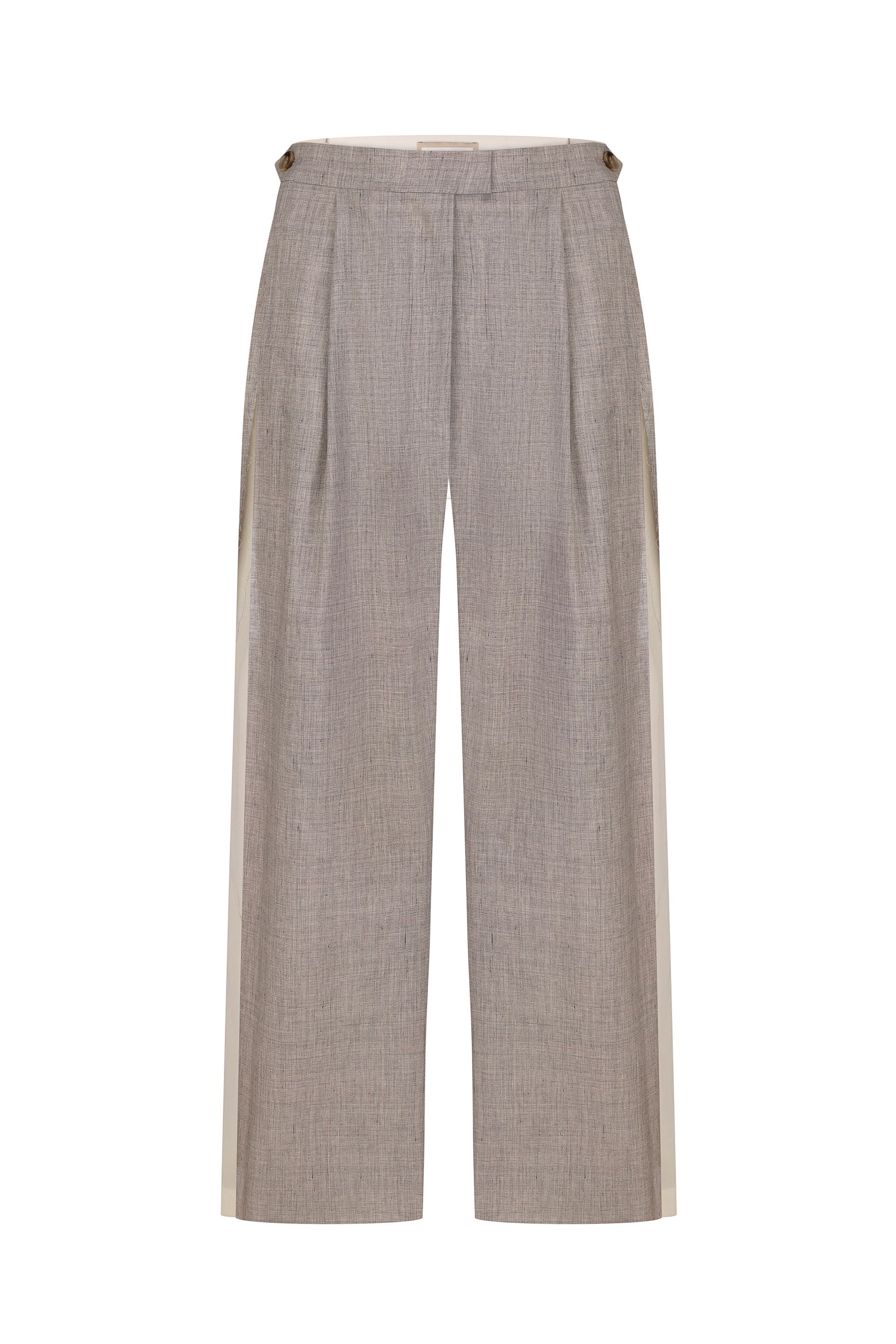PANTS WITH FRAYED-EDGE SIDE STRIPES
