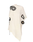 ASYMMETRIC EMBROIDERED HALTERNECK SCARF TOP